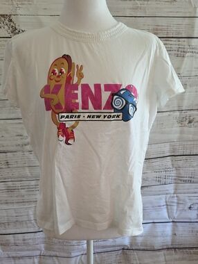 Kenzo White Graphic Tee SzXL